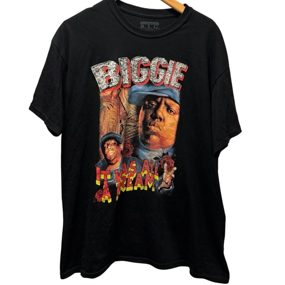The Notorious B.I.G Men's Biggie Graphic T-Shirt Black Rap It was All a Dream XL